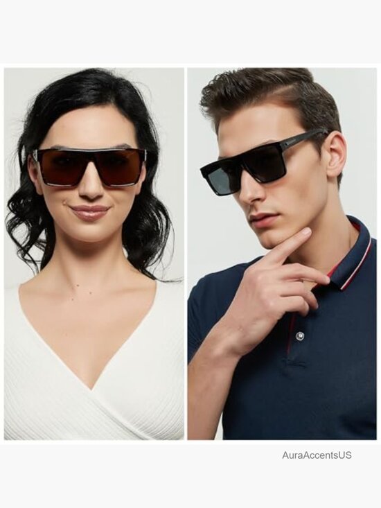 Square Polarized Sunglasses UV Protection Oversized Flat Top Big Shades Driving